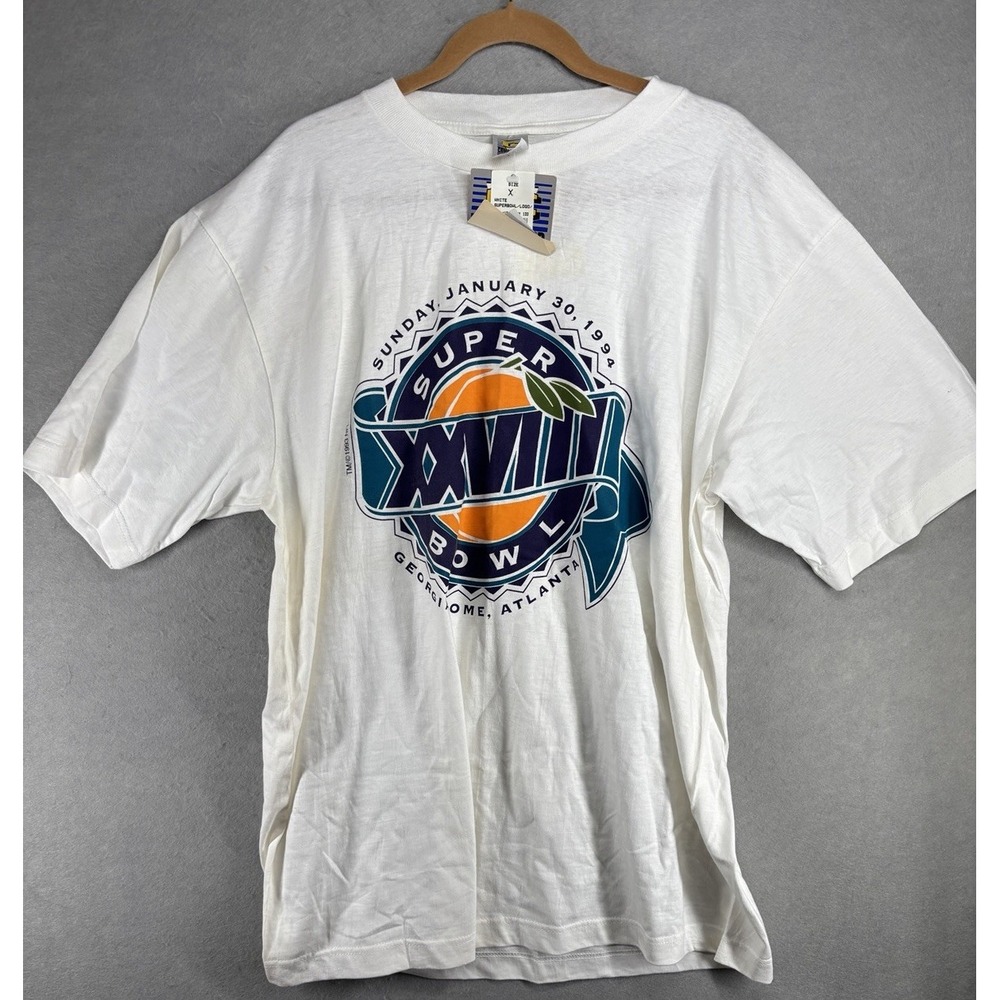 Vintage 1994 Super Bowl XXVIII T-Shirt‎ Men X Large White NOS With Tag